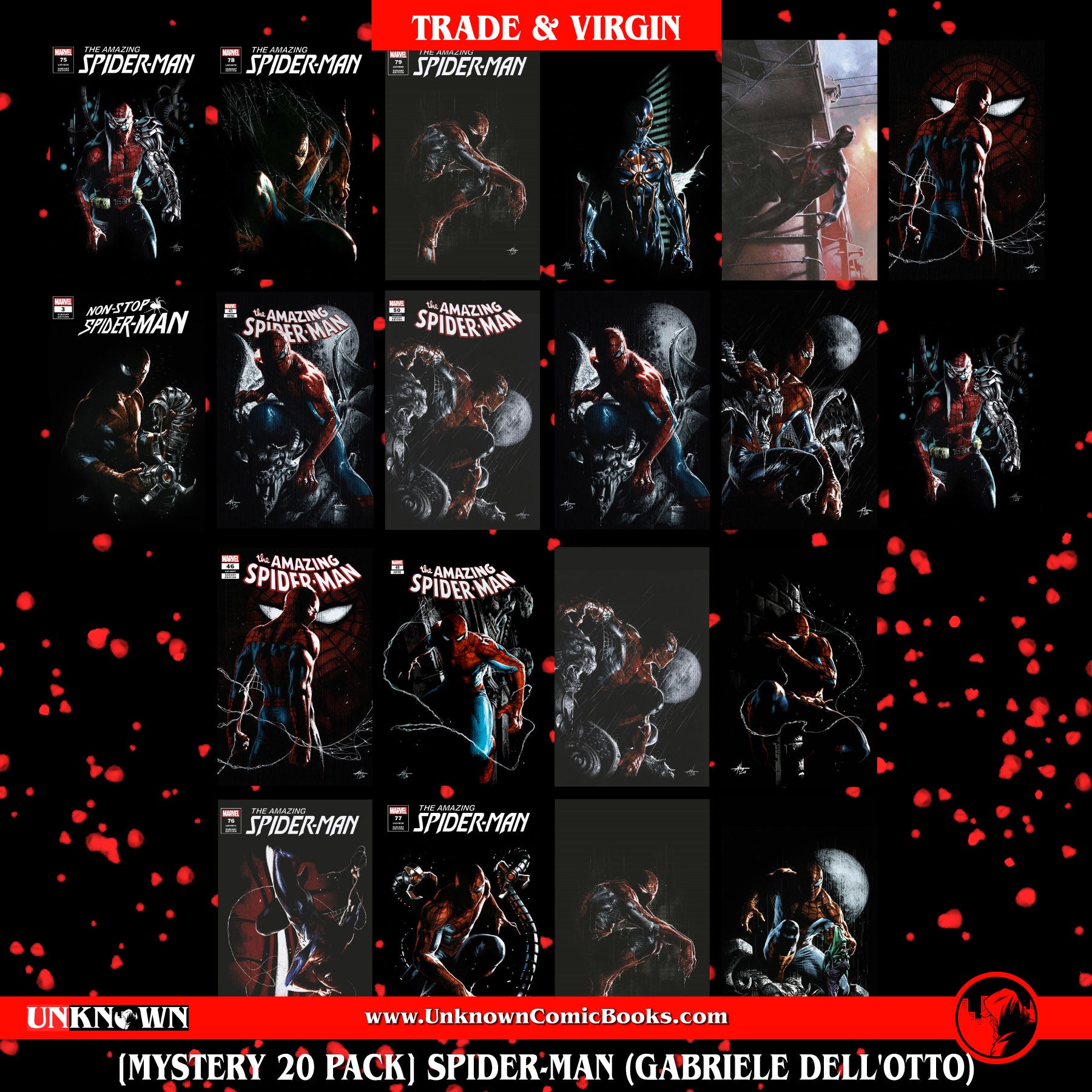 [MYSTERY 20 PACK TRADE & VIRGIN] SPIDER-MAN UNKNOWN COMICS GABRIELE DELL'OTTO EXCLUSIVE VAR BUNDLE (06/21/2023)