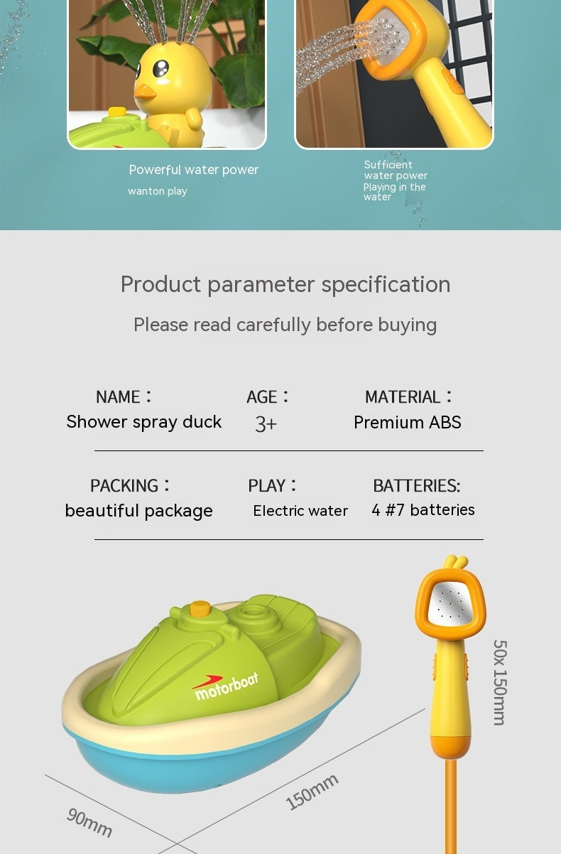 Baby Bath Toys – Cute Water Spray Duck with Shower and Boat