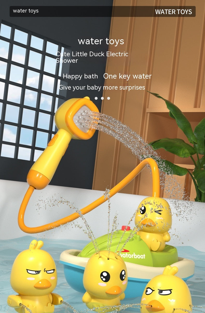 Baby Bath Toys – Cute Water Spray Duck with Shower and Boat