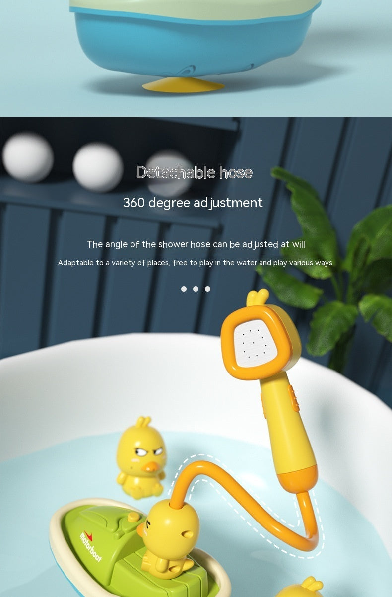 Baby Bath Toys – Cute Water Spray Duck with Shower and Boat