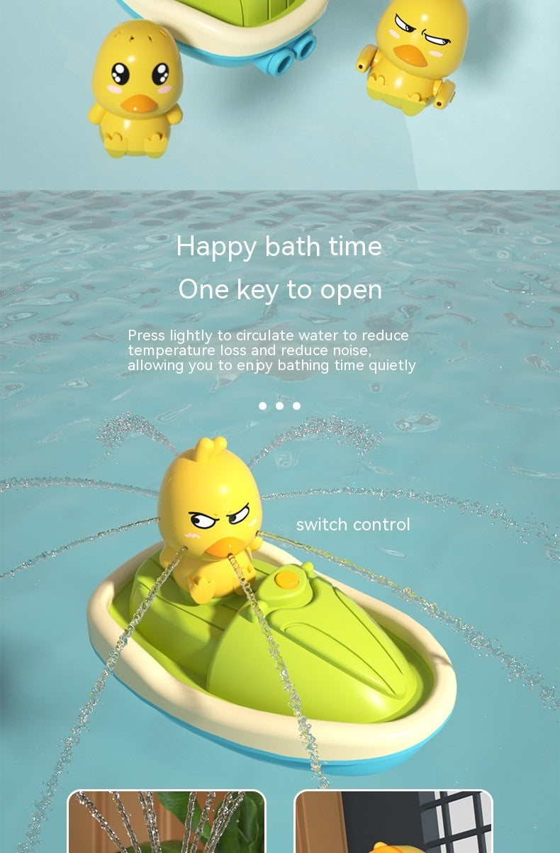 Baby Bath Toys – Cute Water Spray Duck with Shower and Boat