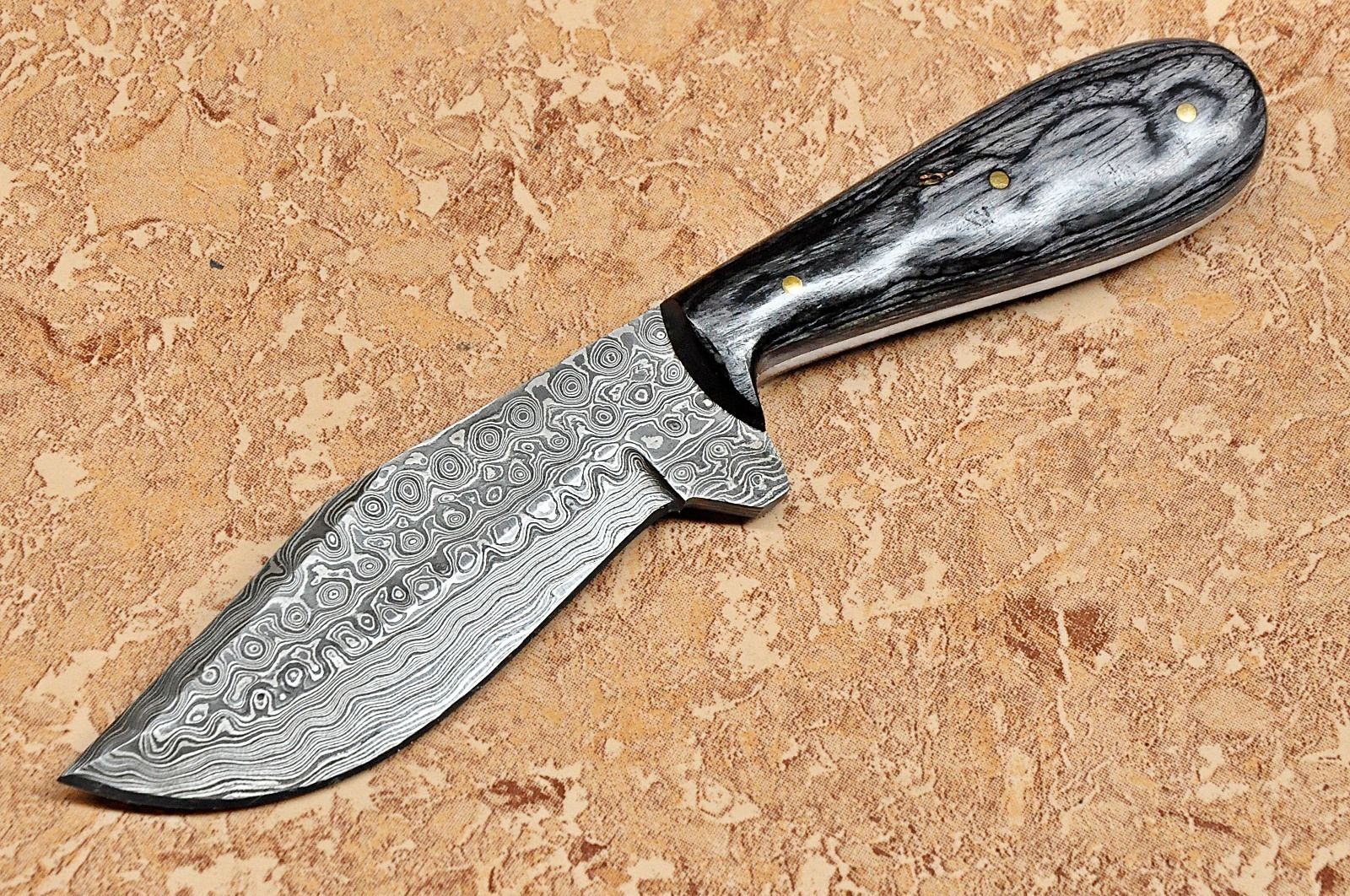 Hand Made Damascus Rain Drop Skinning Knife