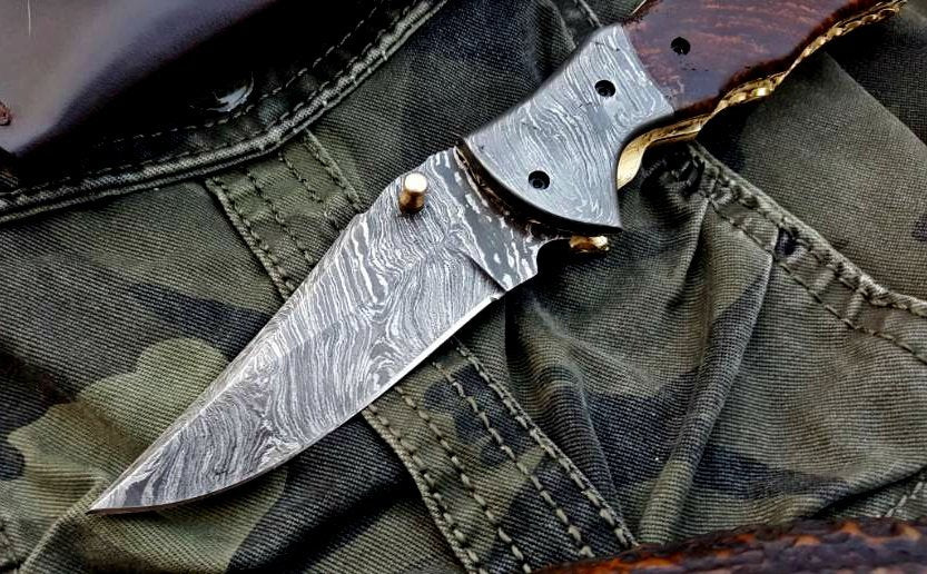 Custom Handmade Damascus Steel Folding Pocket Knife