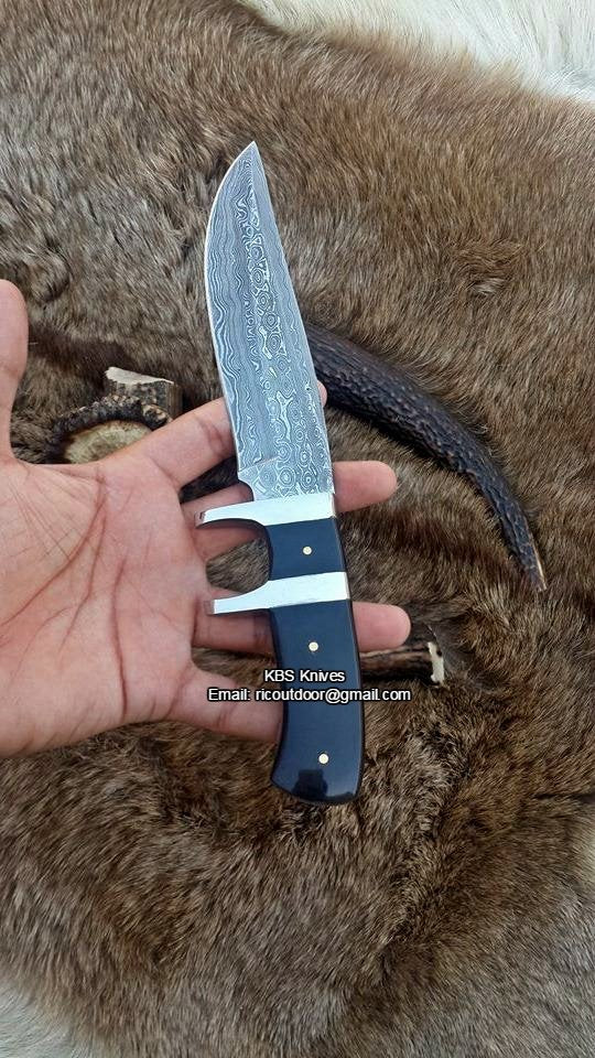 Stealth Hunter Custom Handmade Damascus Fixed-Blade Hunting Knife for Hunters 10 Inches KBS Knives Store