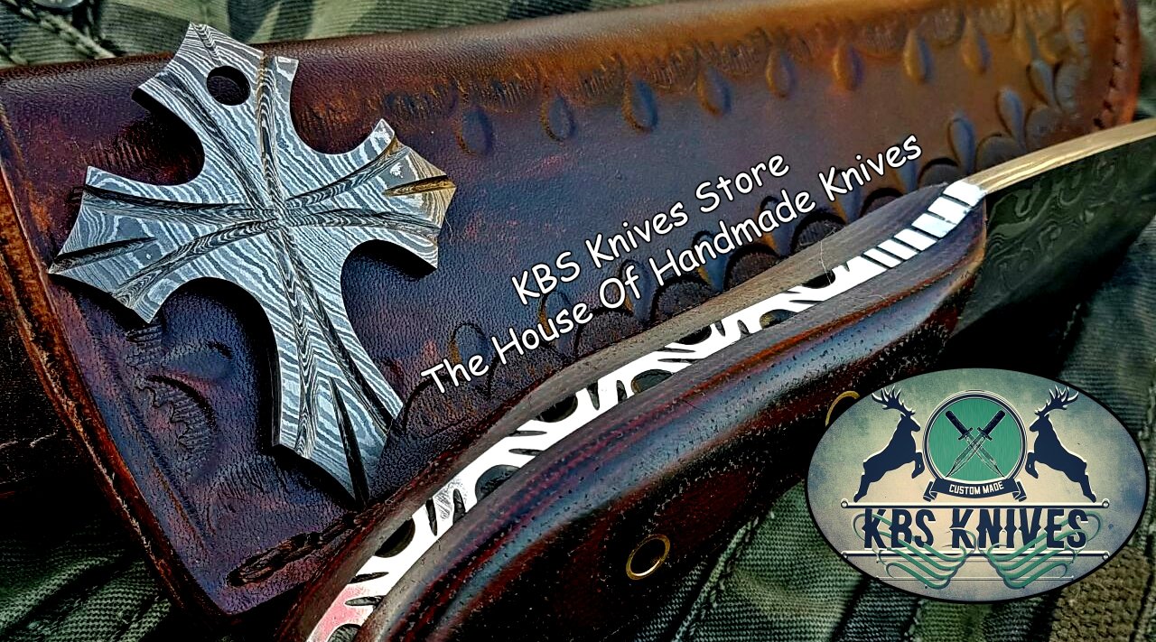 Custom Handmade Damascus Steel Hunting Skinning Knife