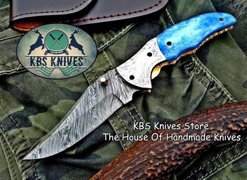 Custom Handmade Damascus Steel Folding Pocket Knife