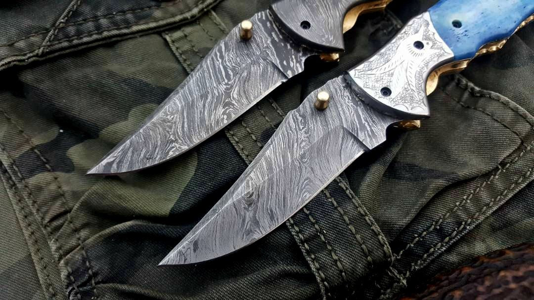 Custom Handmade Damascus Steel Folding Pocket Knives ( Deal )