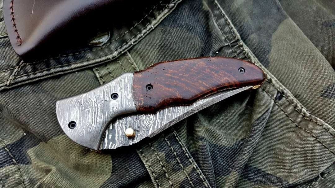 Custom Handmade Damascus Steel Folding Pocket Knife