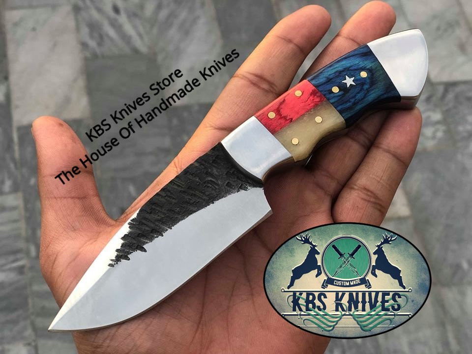 Custom Handmade 1095 Hand Forged Steel Texas Handle EDC Skinner Knife