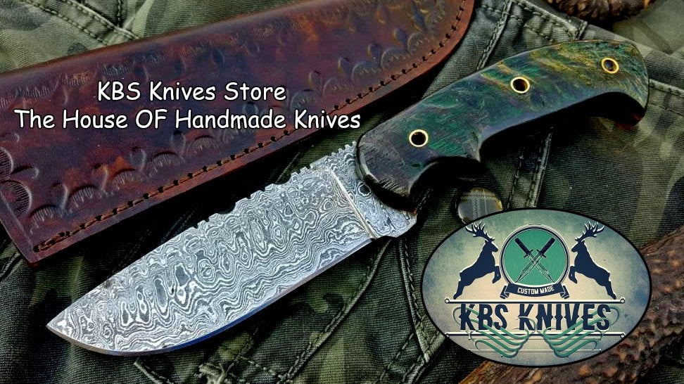 Custom Handmade Damascus Steel Hunting Skinning Camping Knife