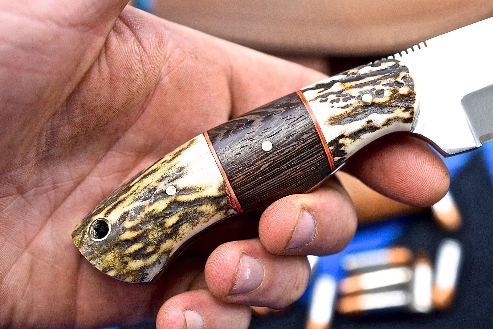 Custom Handmade D2 Steel Hunting Knife with Antler Handle