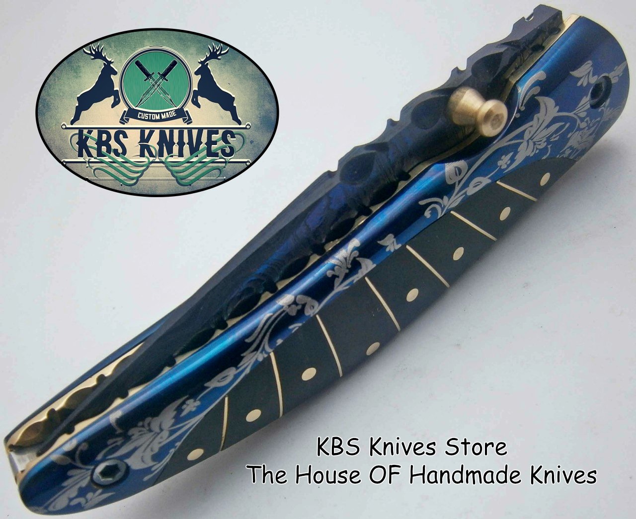 New Custom Handmade Patina-Color Damascus EDC Folding Knife