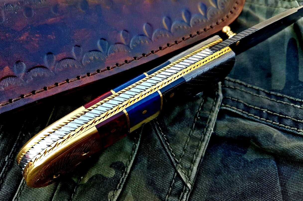 Custom Handmade Damascus Blade Folding Pocket Knife