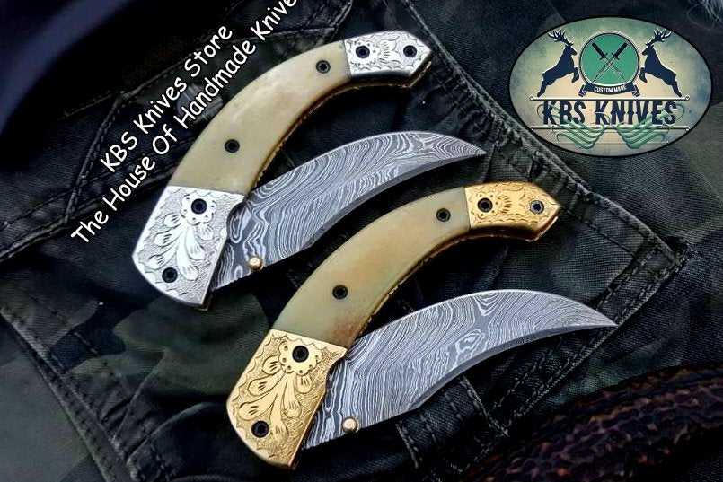 Custom Handmade Damascus Steel Folding Pocket Knives ( Deal )
