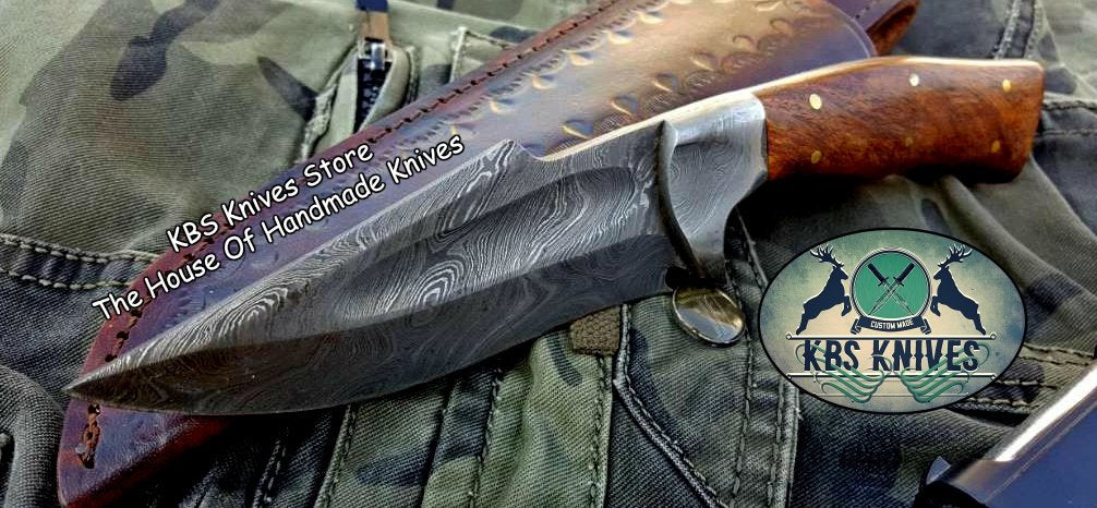 Custom Handmade Damascus Steel Hunting Skinning Camping Knife