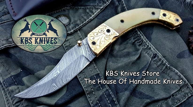 Custom Handmade Damascus Steel Folding Pocket Knife