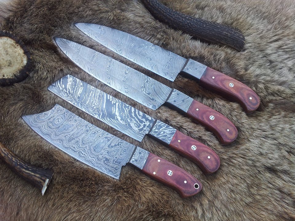 Damascus Hand Made Kitchen Knives Set