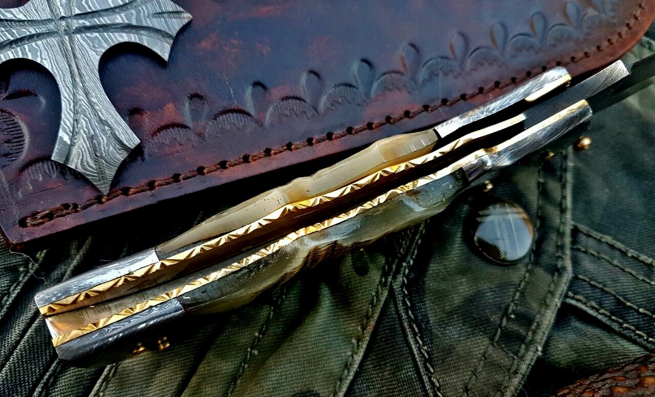 Custom Handmade Damascus Steel Folding Knife