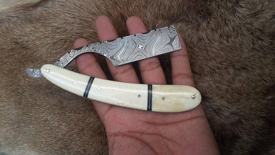 Custom Handmade Damascus Steel EDC Straight Razor