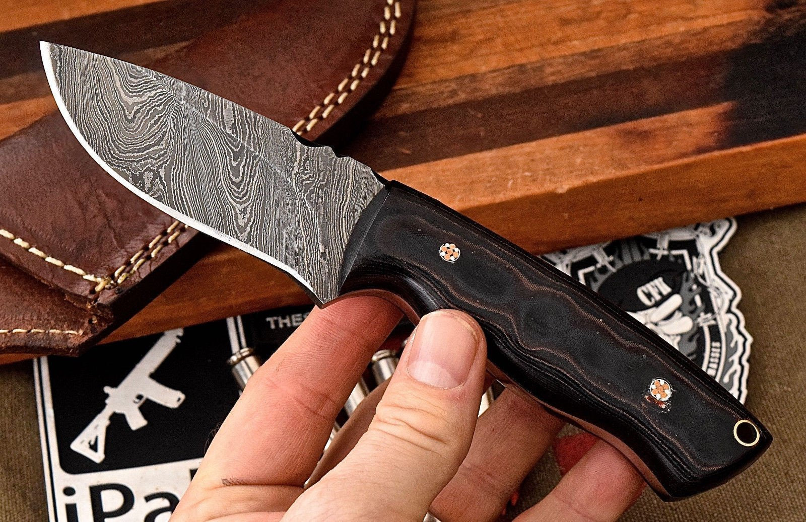 Custom Handmade Damascus Steel Skinning/Camping/Hunting Knife