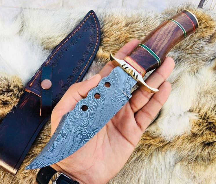 Custom Handmade Hunting Knife with Walnut Wood Handle