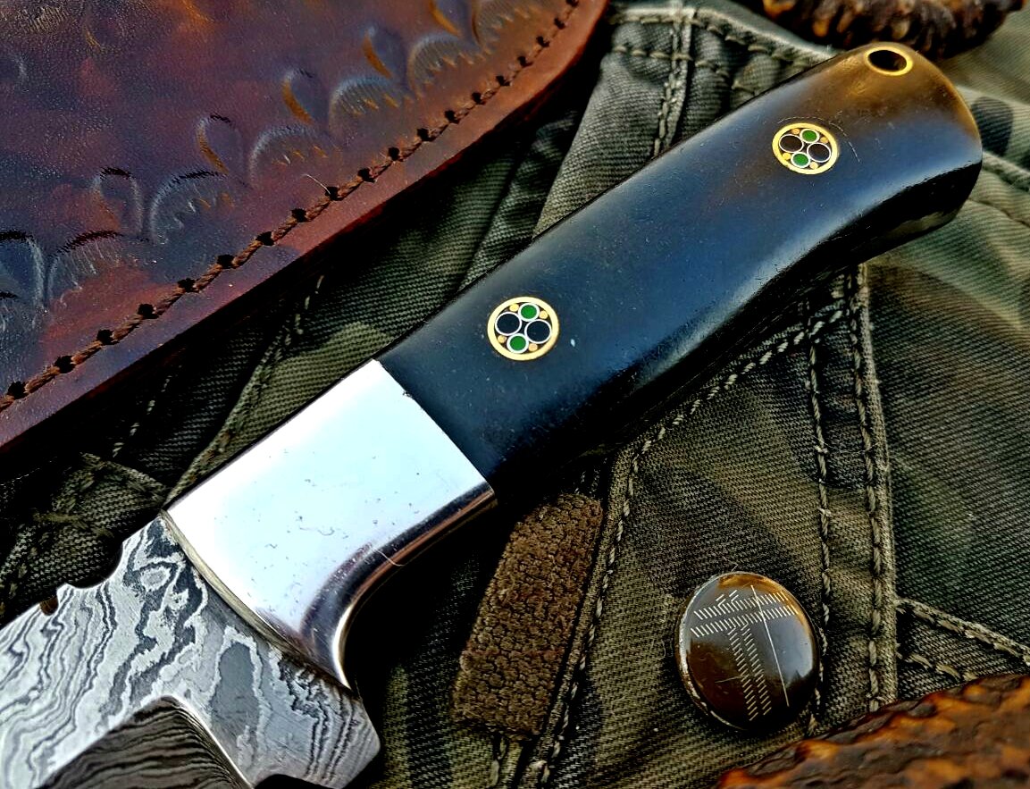 Custom Handmade Damascus Steel Hunting Skinning Camping Knife