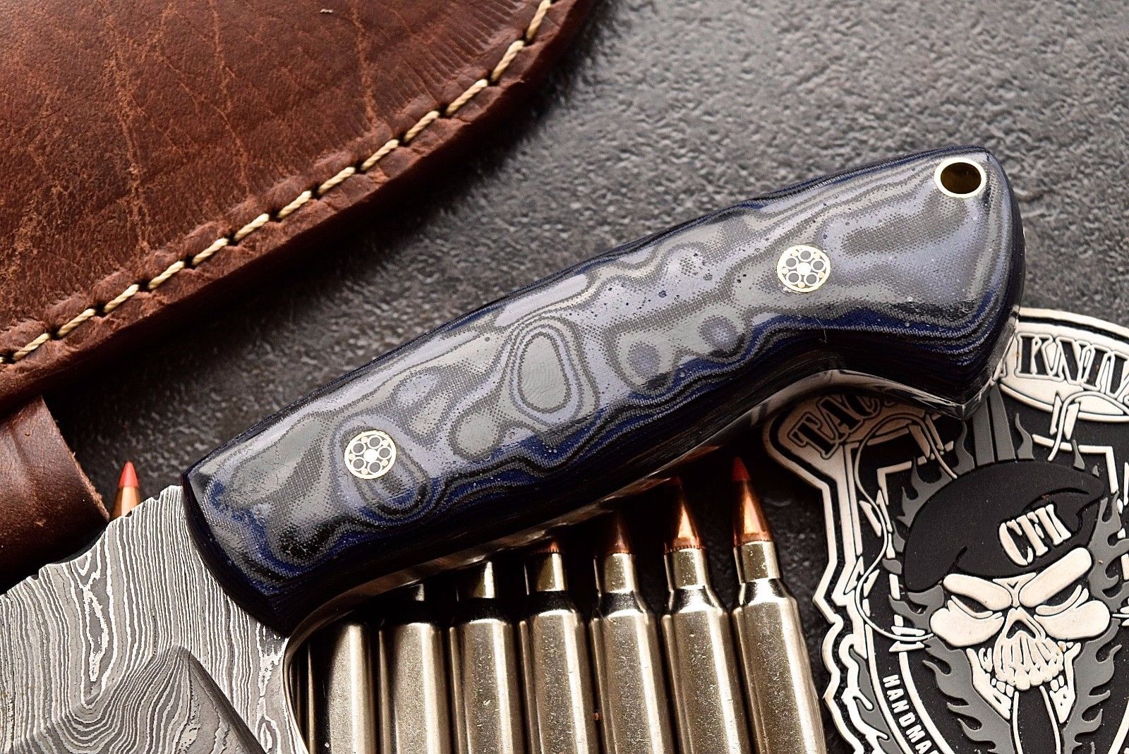 Custom Handmade Twist Damascus WIDE Deer - Elk Hunting Skinner EDC Knife