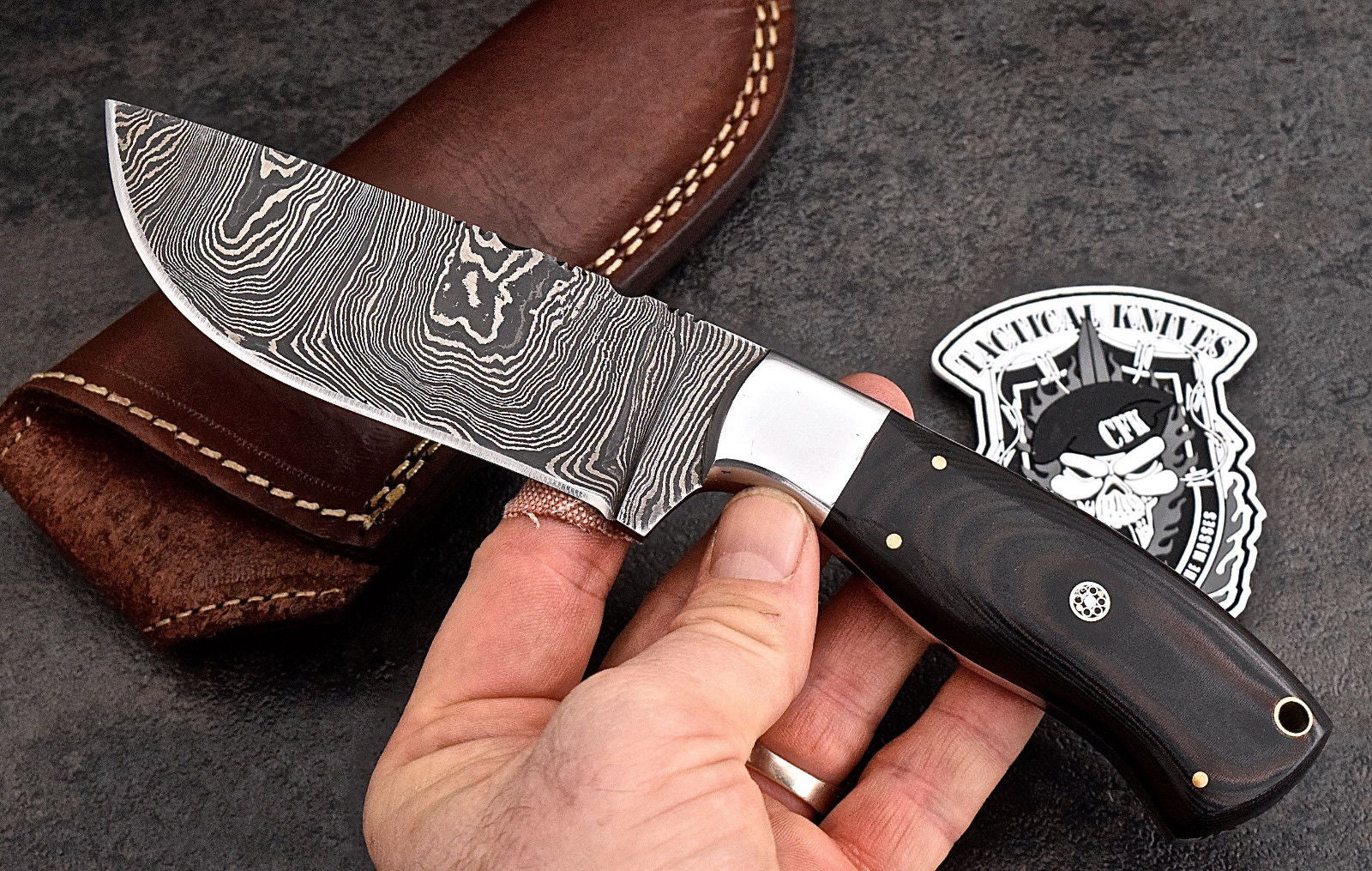 Custom Handmade Damascus Steel Skinning/Camping/Hunting Knife