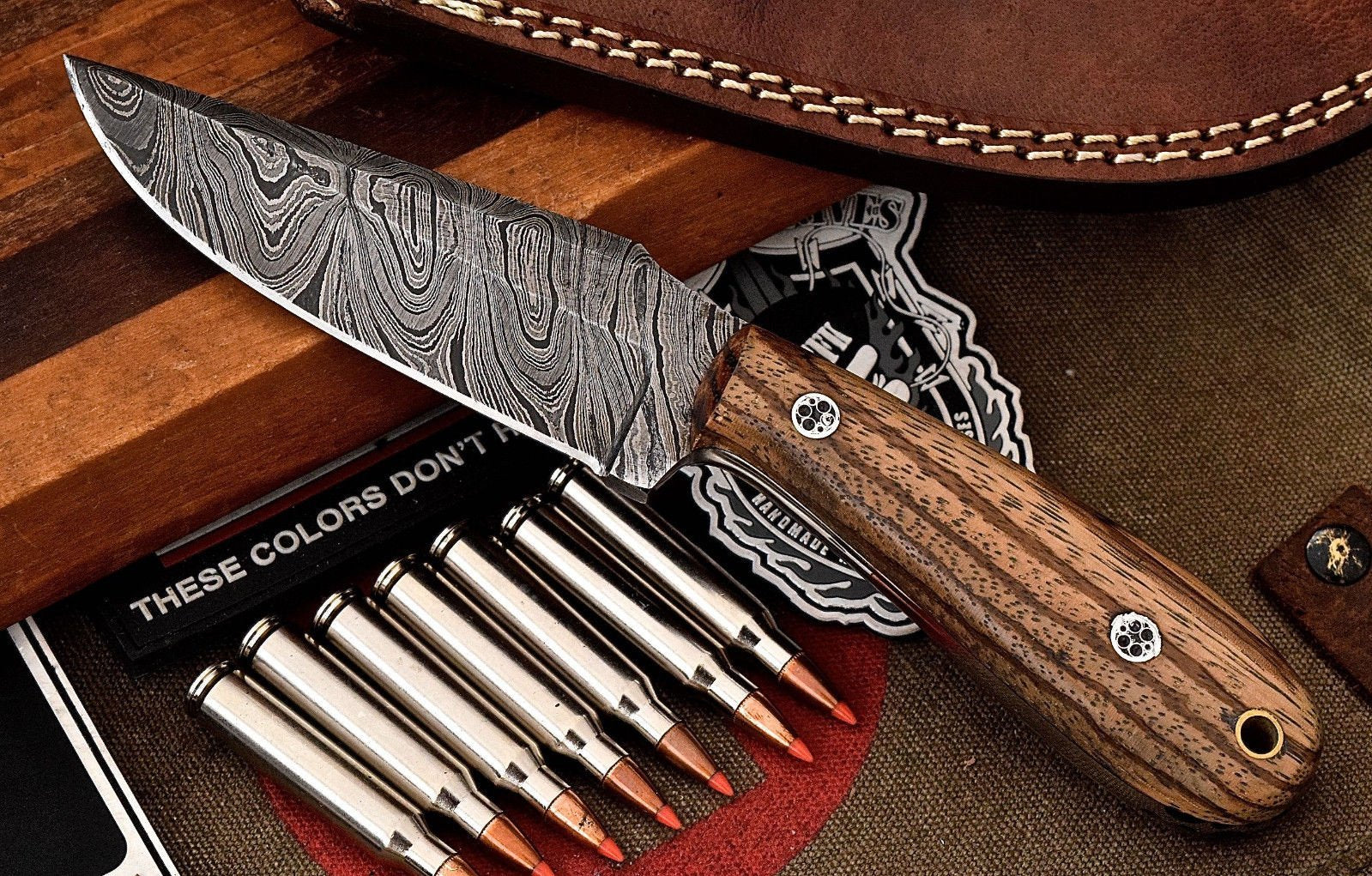 Custom Handmade Damascus Steel Skinning/Camping/Hunting Knife