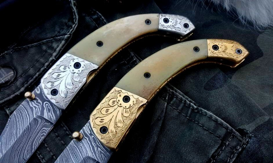 Custom Handmade Damascus Steel Folding Pocket Knives ( Deal )