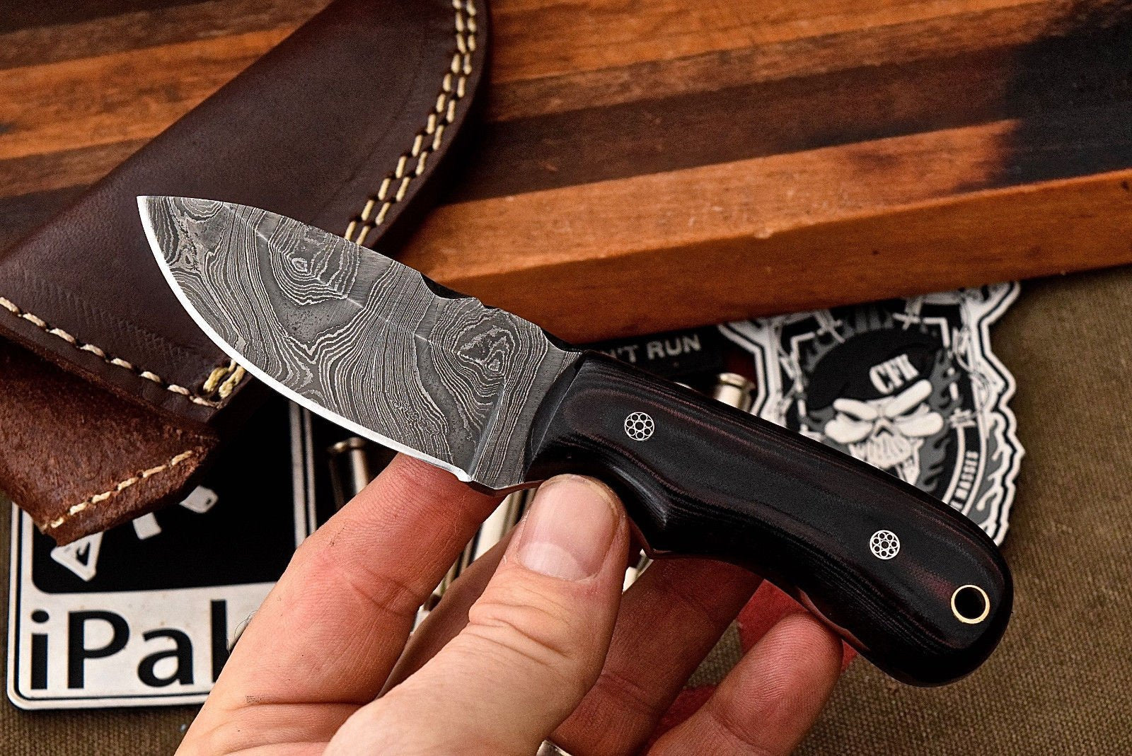 Custom Handmade Damascus Steel Skinning/Camping/Hunting Knife