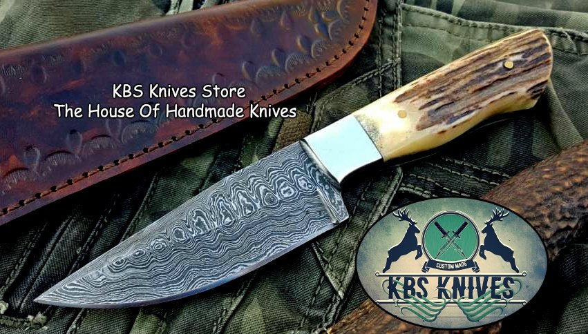 Custom Handmade Twist Damascus Steel EDC Skinning Knife