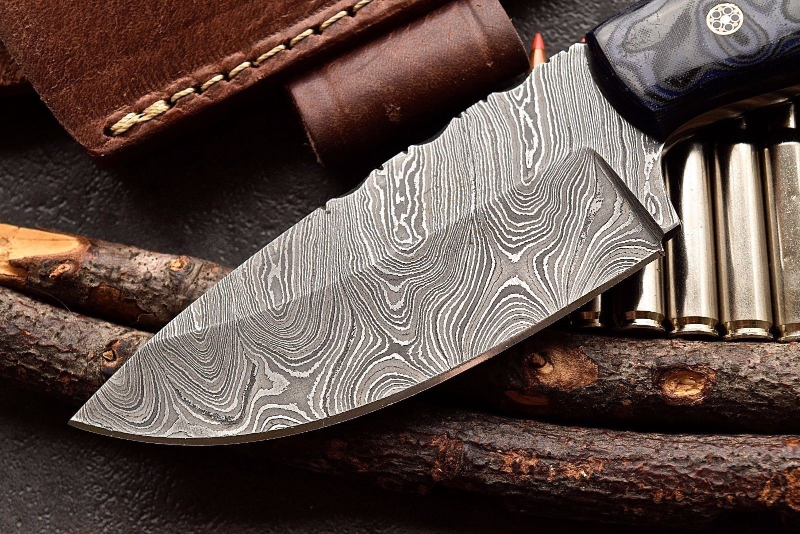 Custom Handmade Twist Damascus WIDE Deer - Elk Hunting Skinner EDC Knife