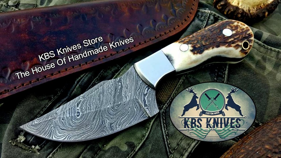 Custom Handmade Twist Damascus Steel Skinner Knife