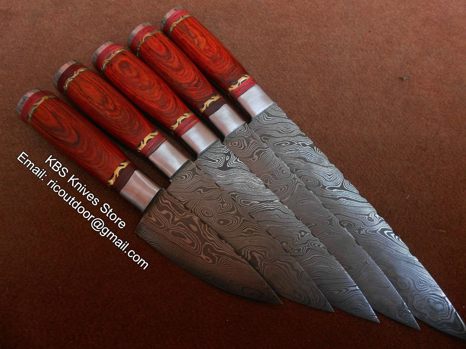 Hand Made Damascus Kitchen Knives Set