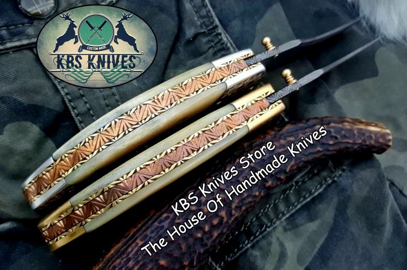 Custom Handmade Damascus Steel Folding Pocket Knives ( Deal )