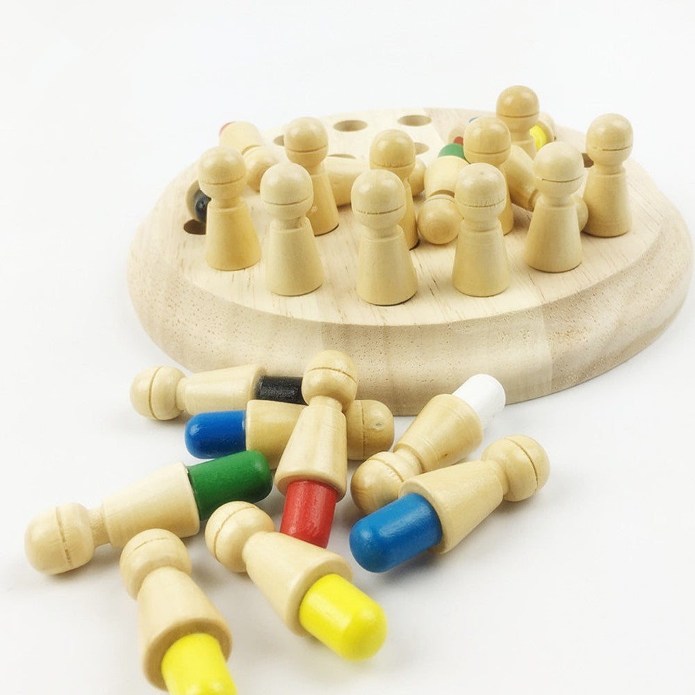 Montessori Wooden Memory Match Stick Chess – Educational Puzzle Game