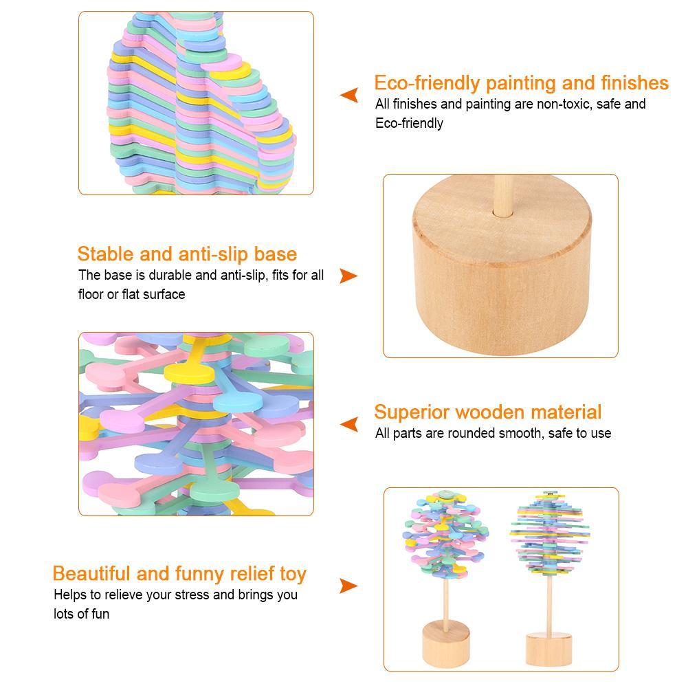 Wooden Rotating Lollipop Toy – Stress Relief Spiral Desk Ornament
