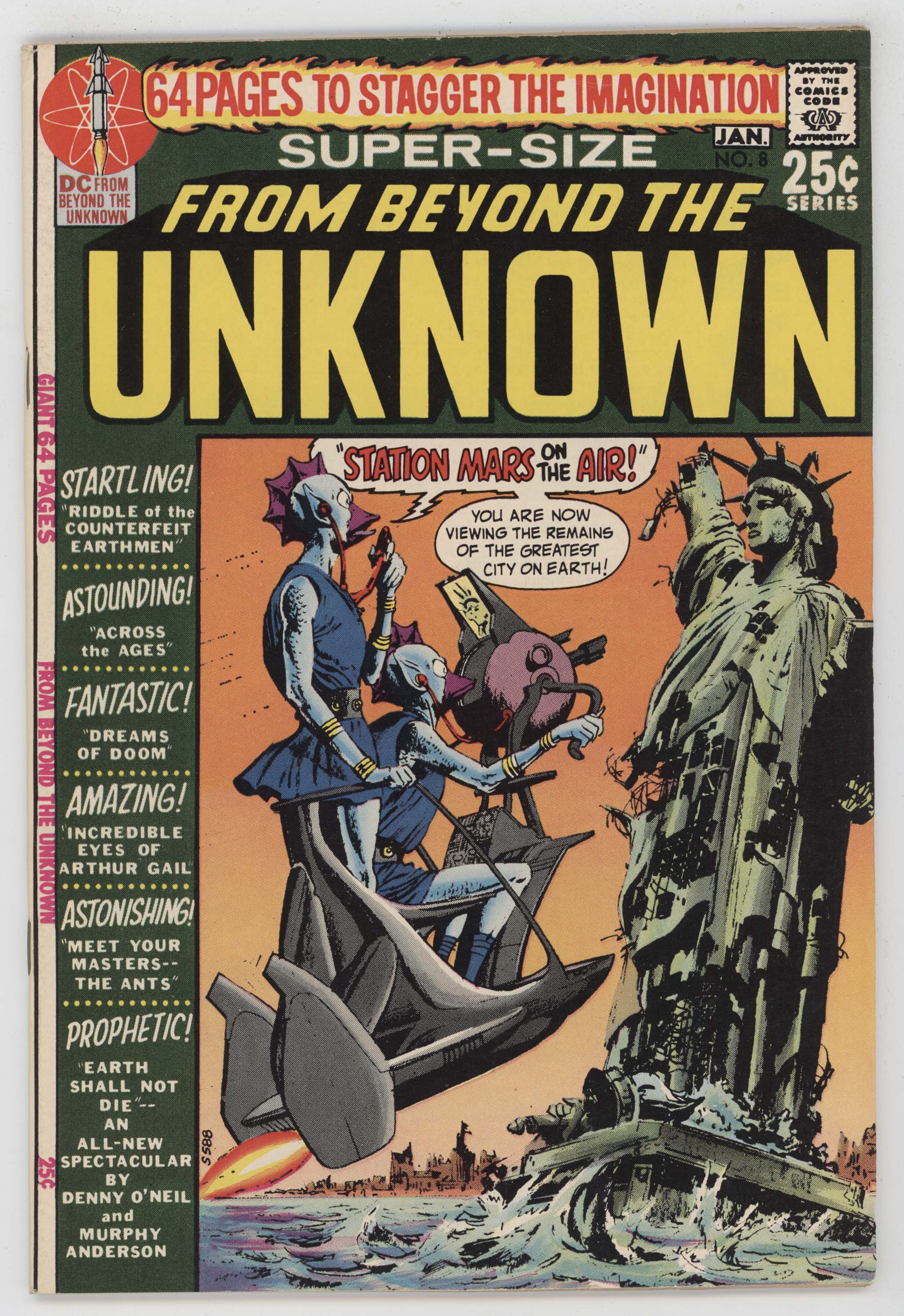 From Beyond The Unknown 8 DC 1971 FN Neal Adams NYC Statue Of Liberty Aliens
