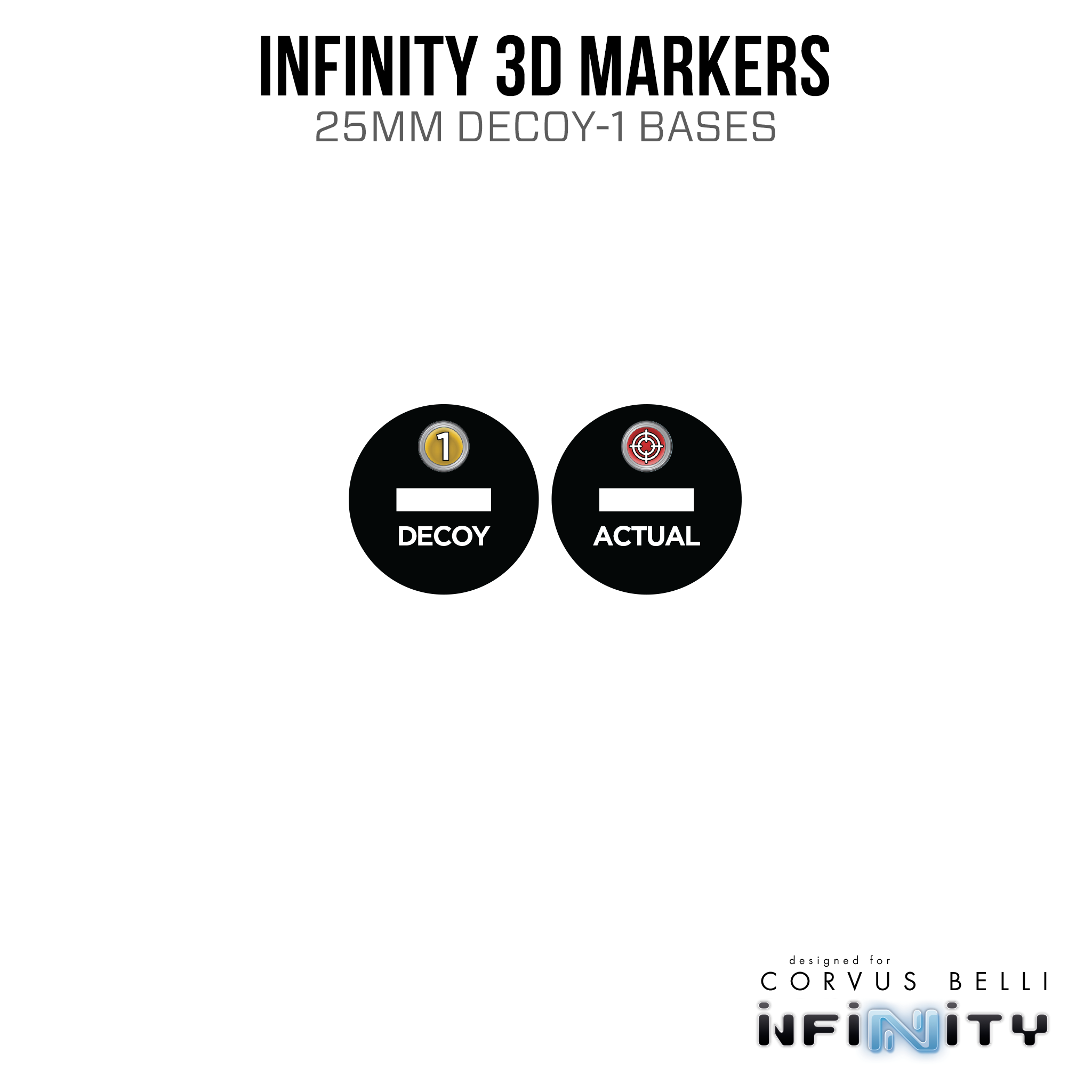 Infinity 3D Markers: Hardcases (2x 25mm Camo -3, Decoy -1)