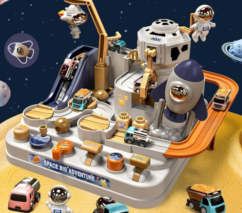 Adventure Parking Lot Car Track โ Interactive Rail Toy Set for Kids