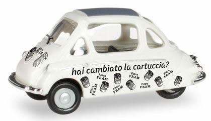 Herpa 27700 HO Scale Heinkel Micro Car - Assembled -- Carello (black, white; Italian Lettering)