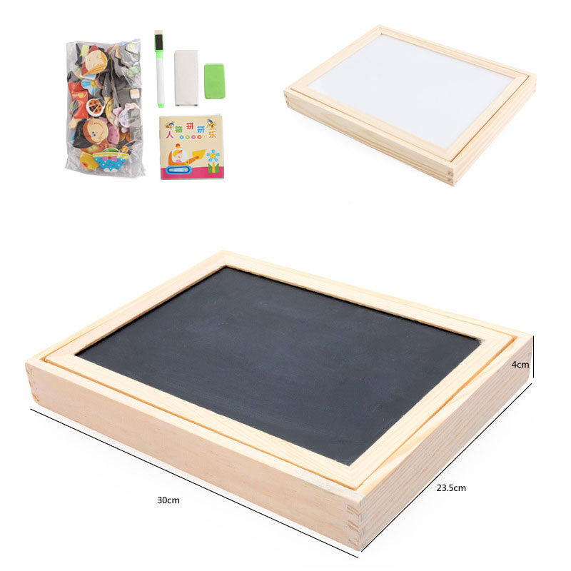 Magnetic Puzzle Drawing Board – Double-Sided Wooden Art Easel Toy