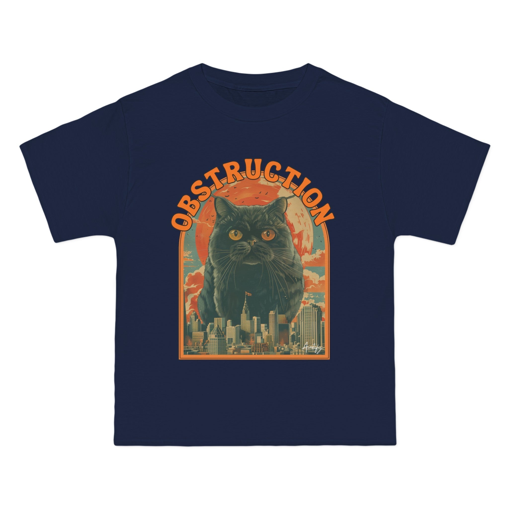 Retro Cat Obstruction Graphic T-Shirt