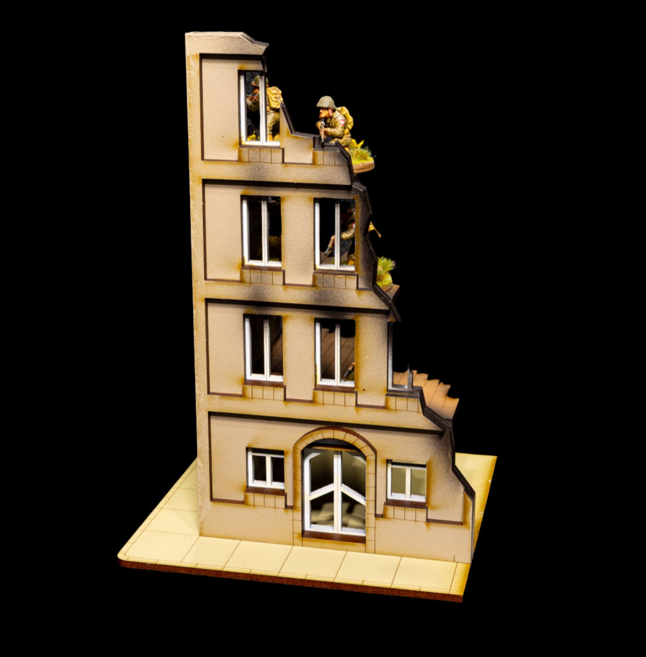 28mm European Corner Building - 28MMDF524-2 (Painted and Assembled)