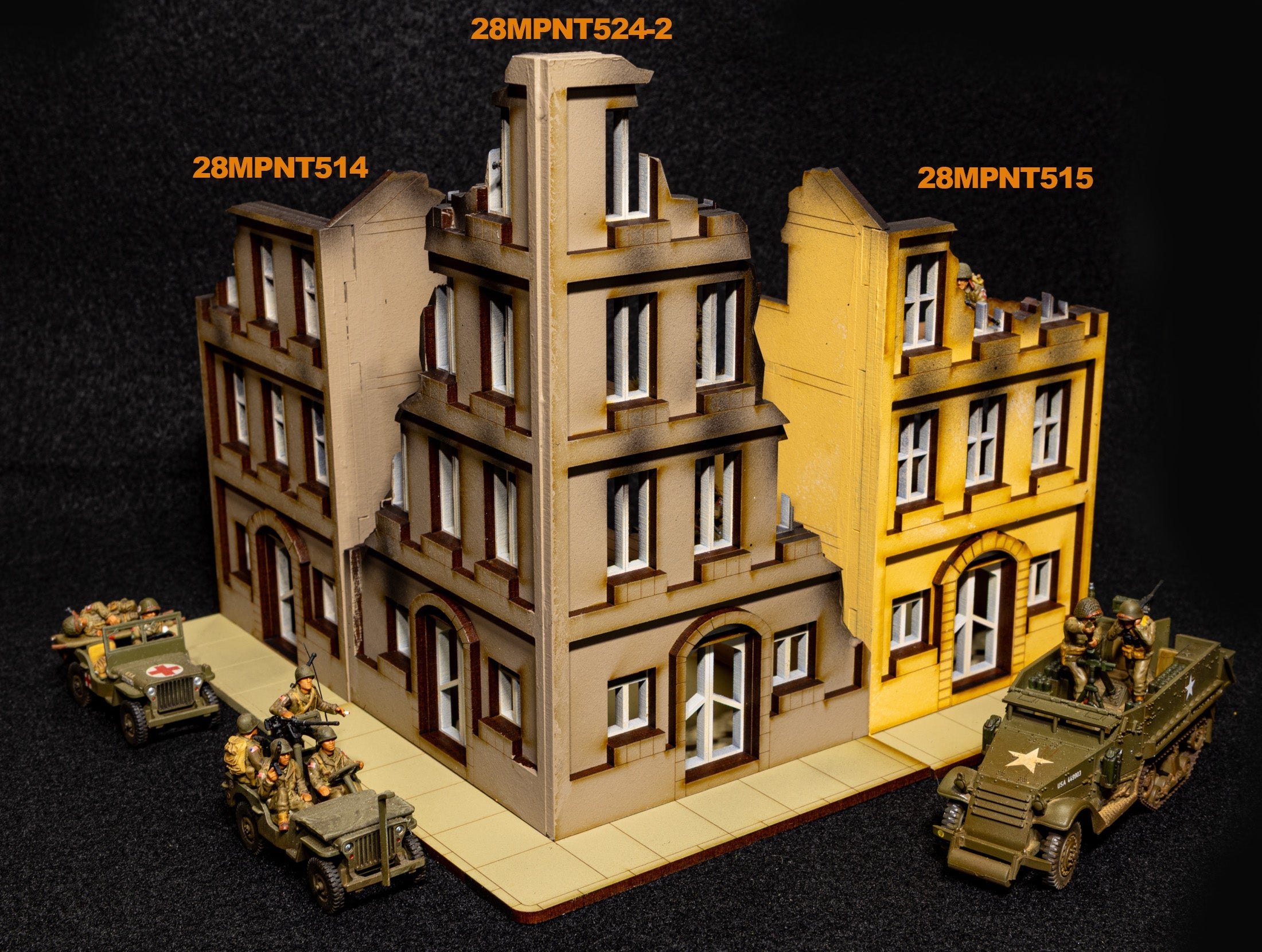 28mm European Corner Building - 28MMDF524-2 (Painted and Assembled)