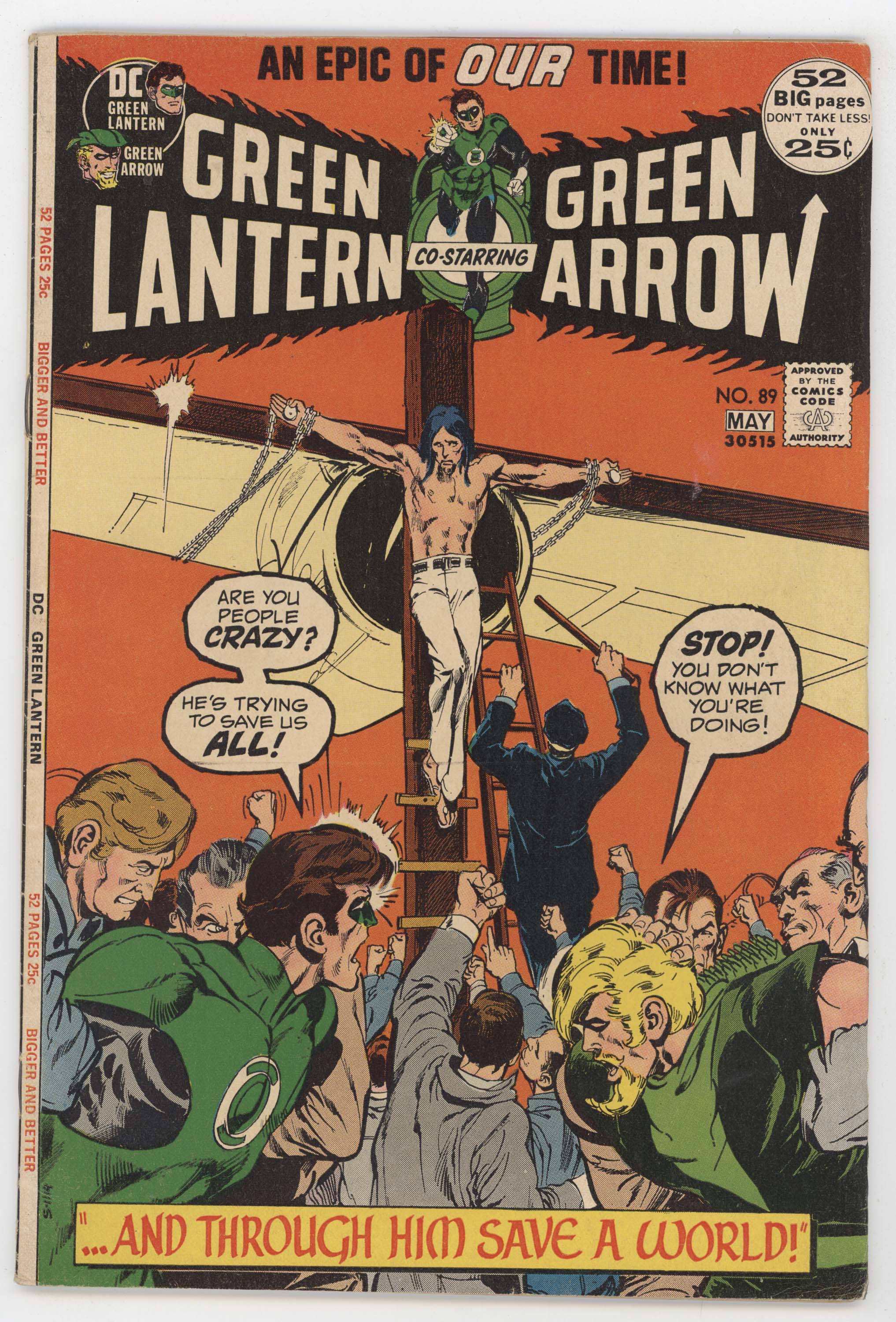 Green Lantern 89 DC 1972 FN VF Neal Adams Denny O'Neil Crucifixion Bon