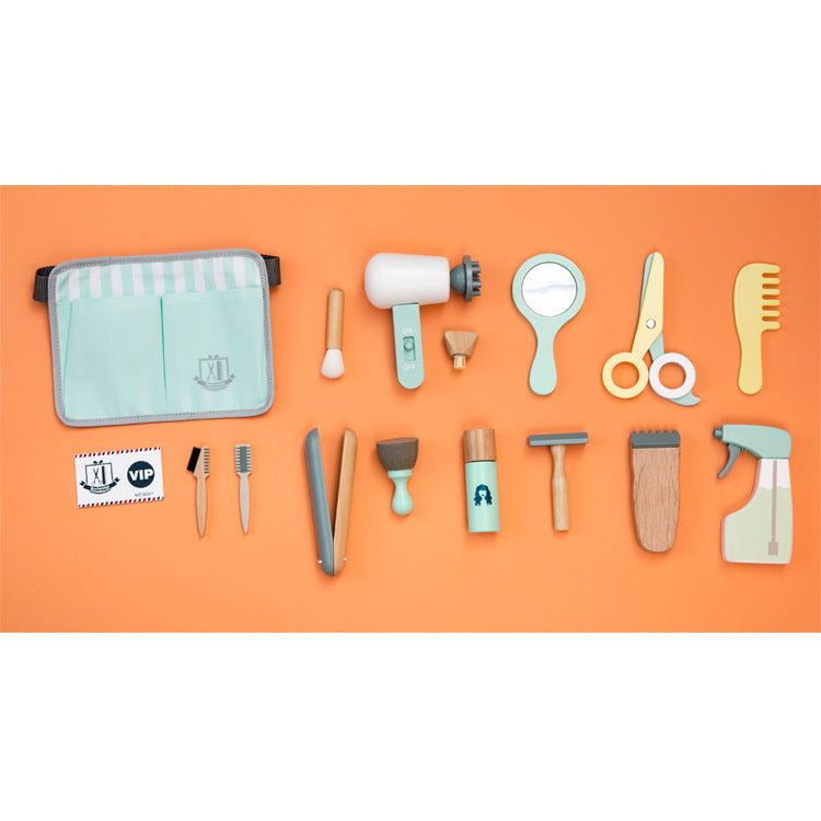 Wooden Hairdressing Playset – Pretend Makeup Tools Toy for Kids