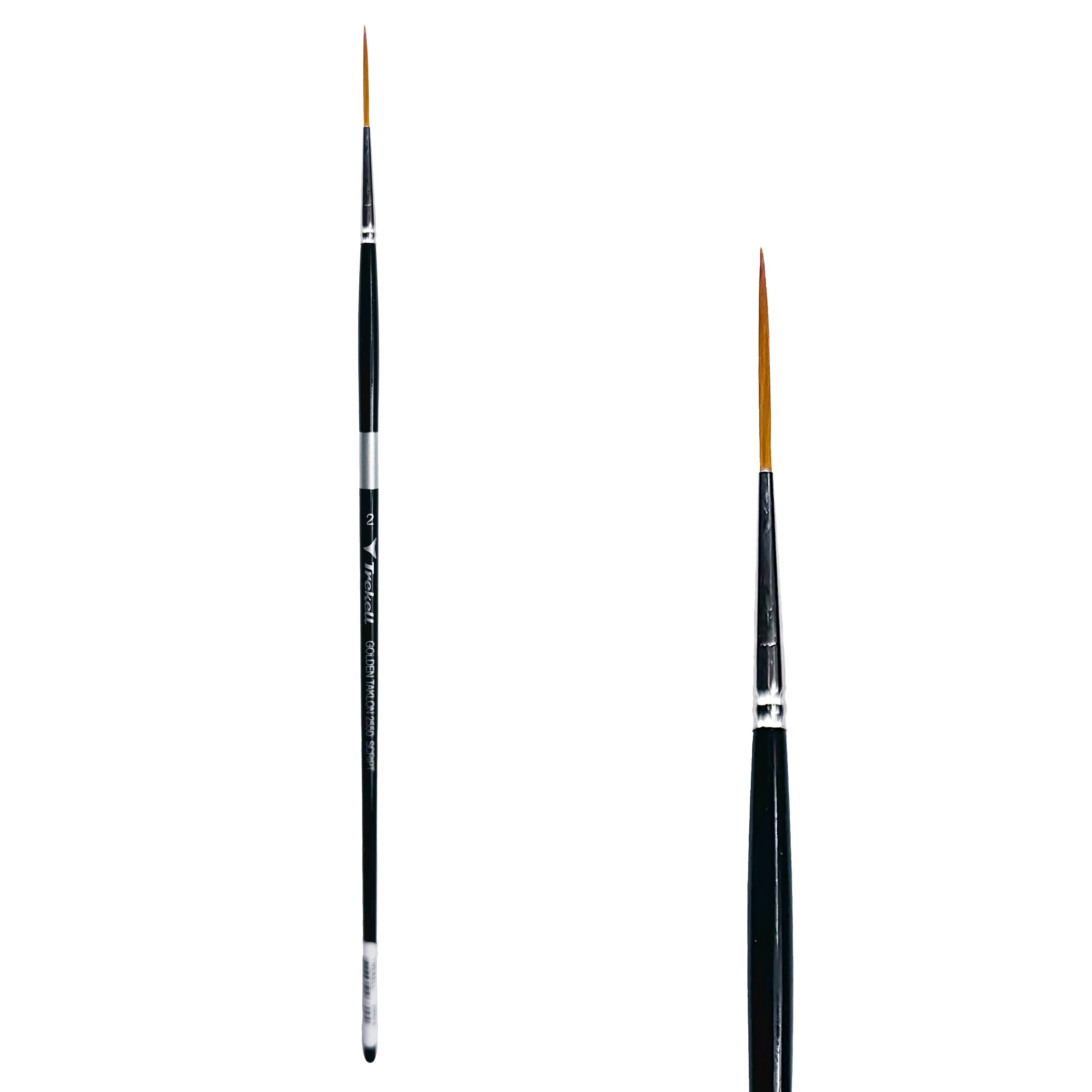 Trekell Golden Taklon Long Handle Artist Brush - Size #2 Script Rigger