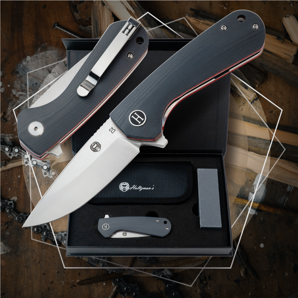 The Peasant Folding Pocket Knife Giftset for Men and Women (Red and Grey)